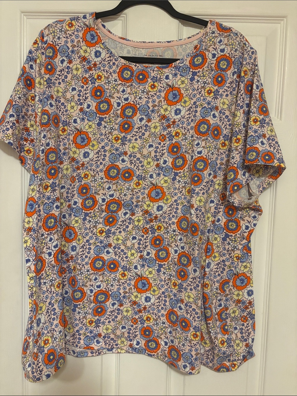 Talbots Plus Floral Tee in Lavender, Orange & Yellow
